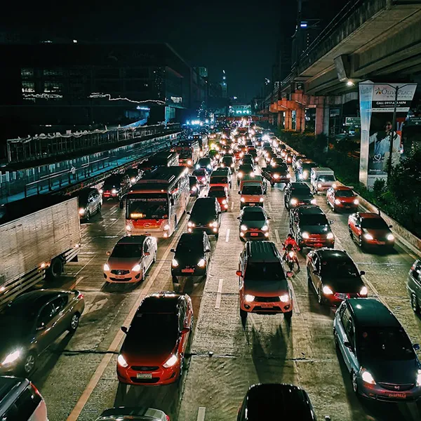 Traffic jam at night