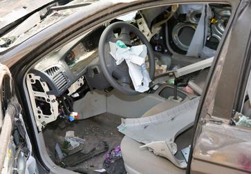 Interior of a car after an accident